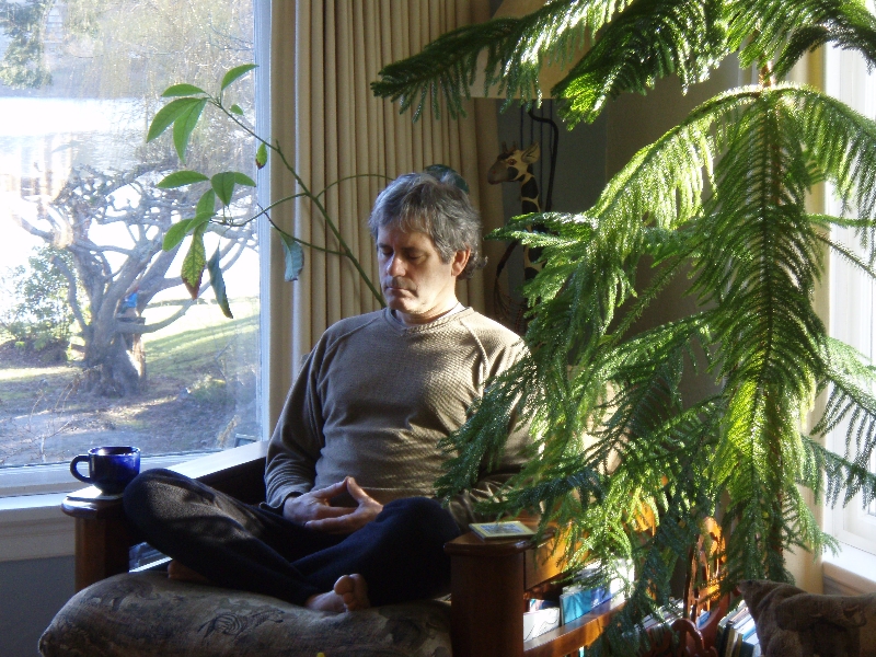 Ian meditating at home in Victoria, Vancouver Island, B.C. (Photo by Jenny Feick)
