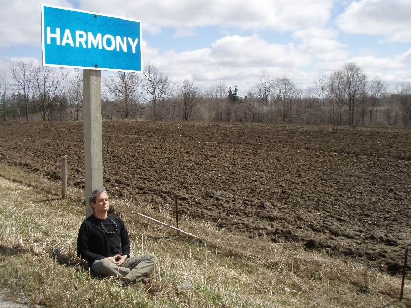 Ian finds Harmony while meditating in southern Ontario. He is in Easy Pose (Sukasana) with the classic Buddhist meditation mudra (Photo by Jenny Feick).   